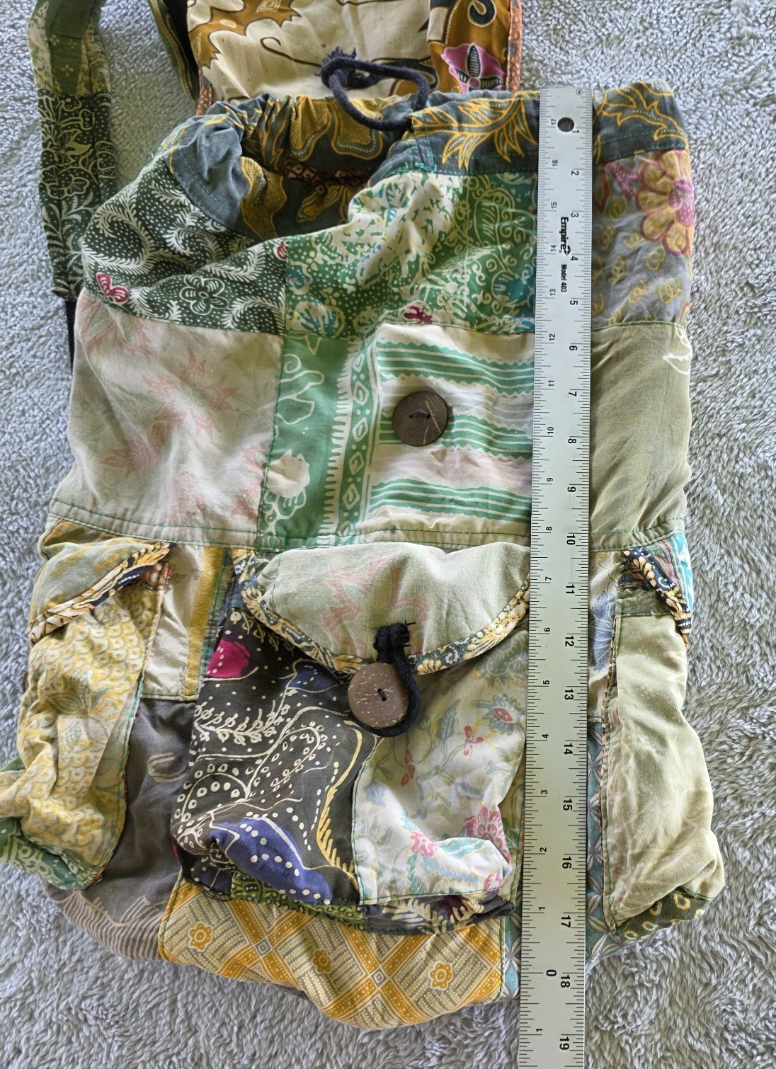 Boho Patchwork Cotton Backpack Drawstring Rucksac… - image 14