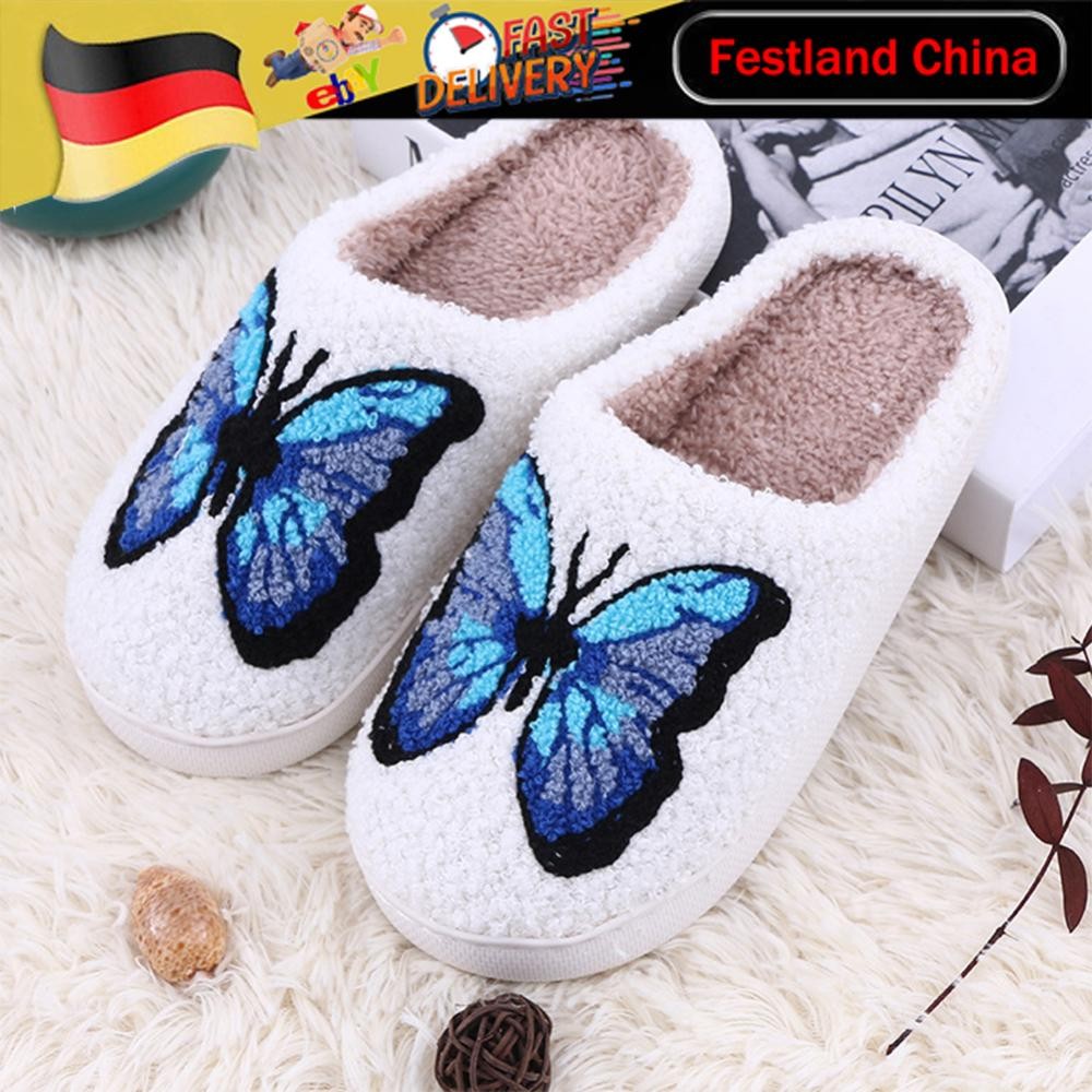 APL Peluche Farfalla Pantofole Termiche Piatte per Camera da Letto Interno (38 39)