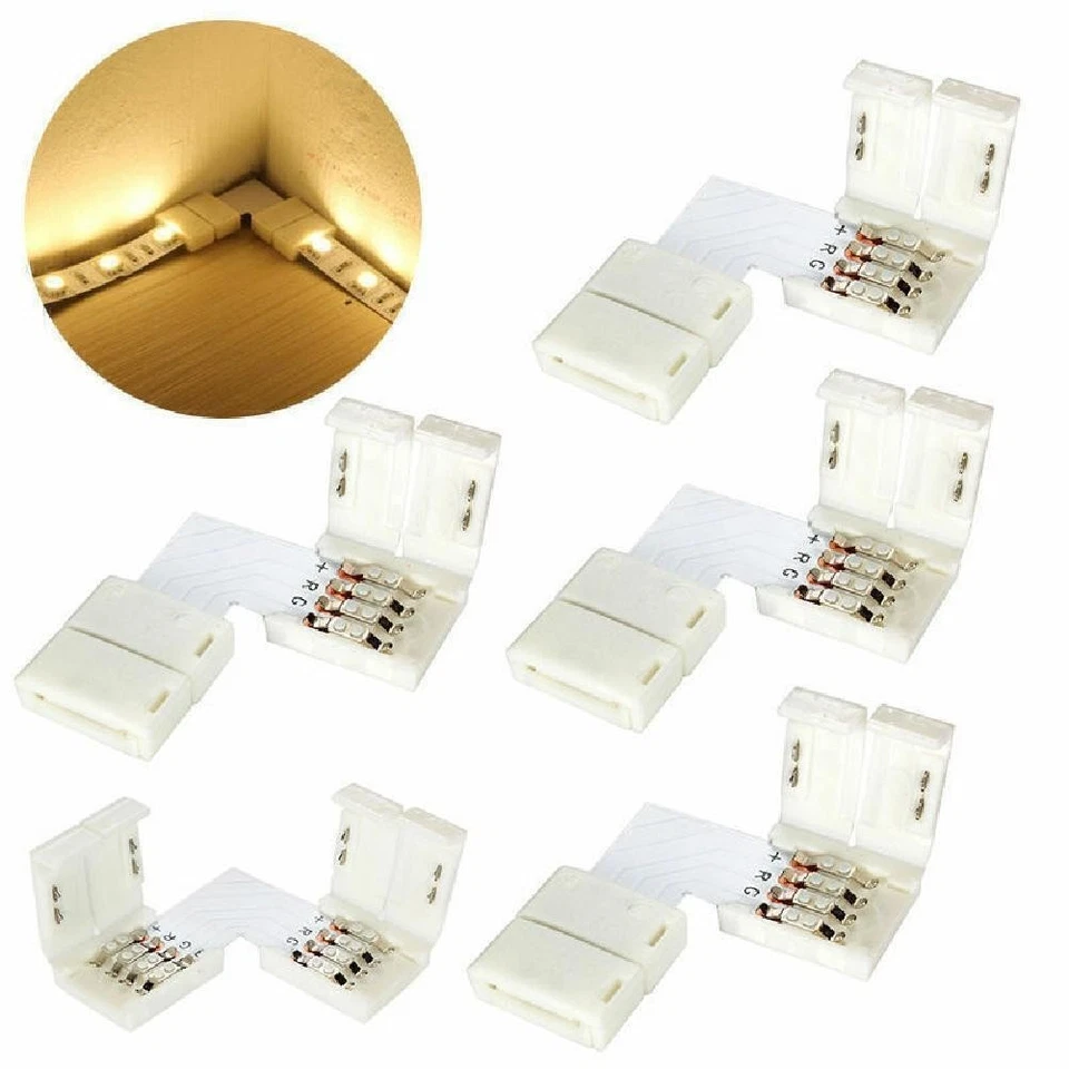 5PCS 4Pin L T Cross Shape PCB Corner Connector For RGB 3528 5050 Led Strip Light - Image 2 of 4