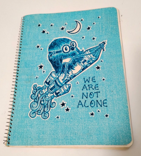 Vintage 1970s The Touchables Notebook "We Are Not Alone" Space Alien Theme Blue