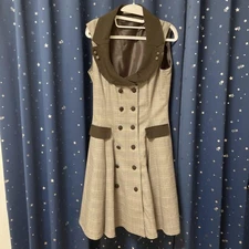 Innocent World Vest-Style Jumper Skirt Brown Check