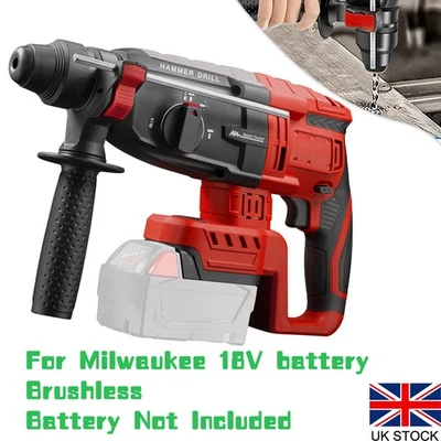 Brushless Cordless Rotary Hammer Drill Tool SDS Plus For Milwaukee 18V Battery