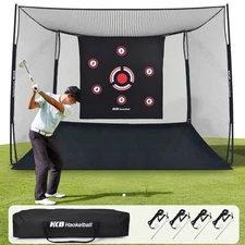 Heavy-Duty Golf Hitting Practice 10x8x6ft Golf Net Ball Rollback w/ Target Cloth