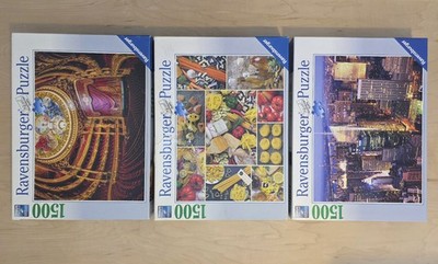 Ravensburger puzzle lot 1500pc (x3) COMPLETE opera house, pasta, city scene
