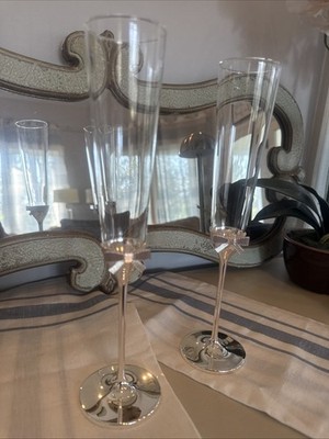 Kate Spade -  Lenox Grace Avenue Champagne toasting Flutes 6 oz Decorated Etched
