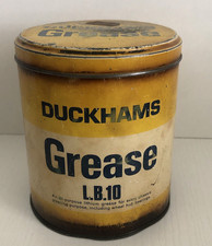 Vintage Duckhams Grease Empty Tin L.B.10 Garage Memorabilia
