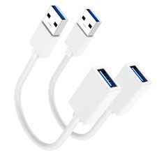 Short USB Extension Cable 6 inch 2-Pack White, 5Gbps USB Extender Cable Male to
