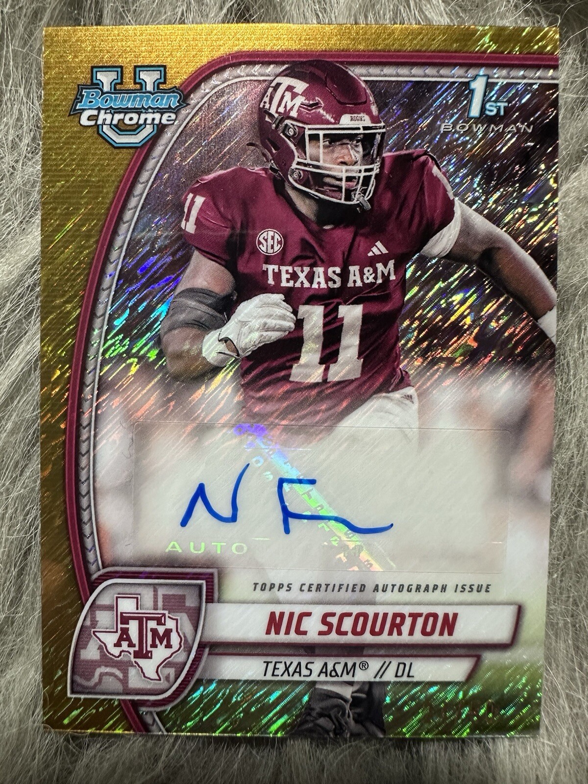 2024 NIC SCOURTON Bowman Chrome U AUTO #24/50 GOLD SHIMMER REFRACTOR #PA-NSC