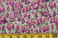 By 1/2 Yd, Pink Plum Wildflowers on Green Cream Quilt Cotton, Moda, P4506