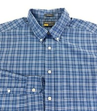 Eddie Bauer Travex Men's Relaxed Fit Button Down Blue Check Shirt Large Tall