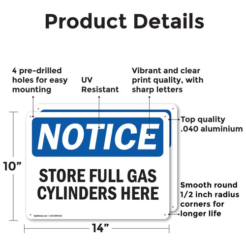 (2 Pack) Store Full Gas Cylinders Here OSHA Notice Sign Decal Metal Plastic - Bild 2 von 22
