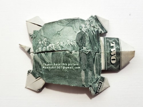 Dollar Origami TURTLE Made with REAL MONEY Handmade Cash Art Animal Art - Picture 14 of 21