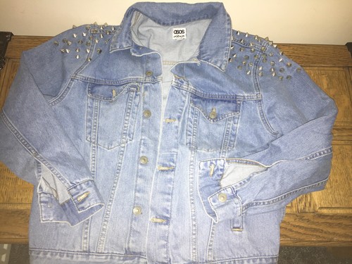 Asos Da Donna Denim Blu Taglia 8 Giacca di jeans con borchie Retro Goth  Estate Cappotto Di Marca | eBay