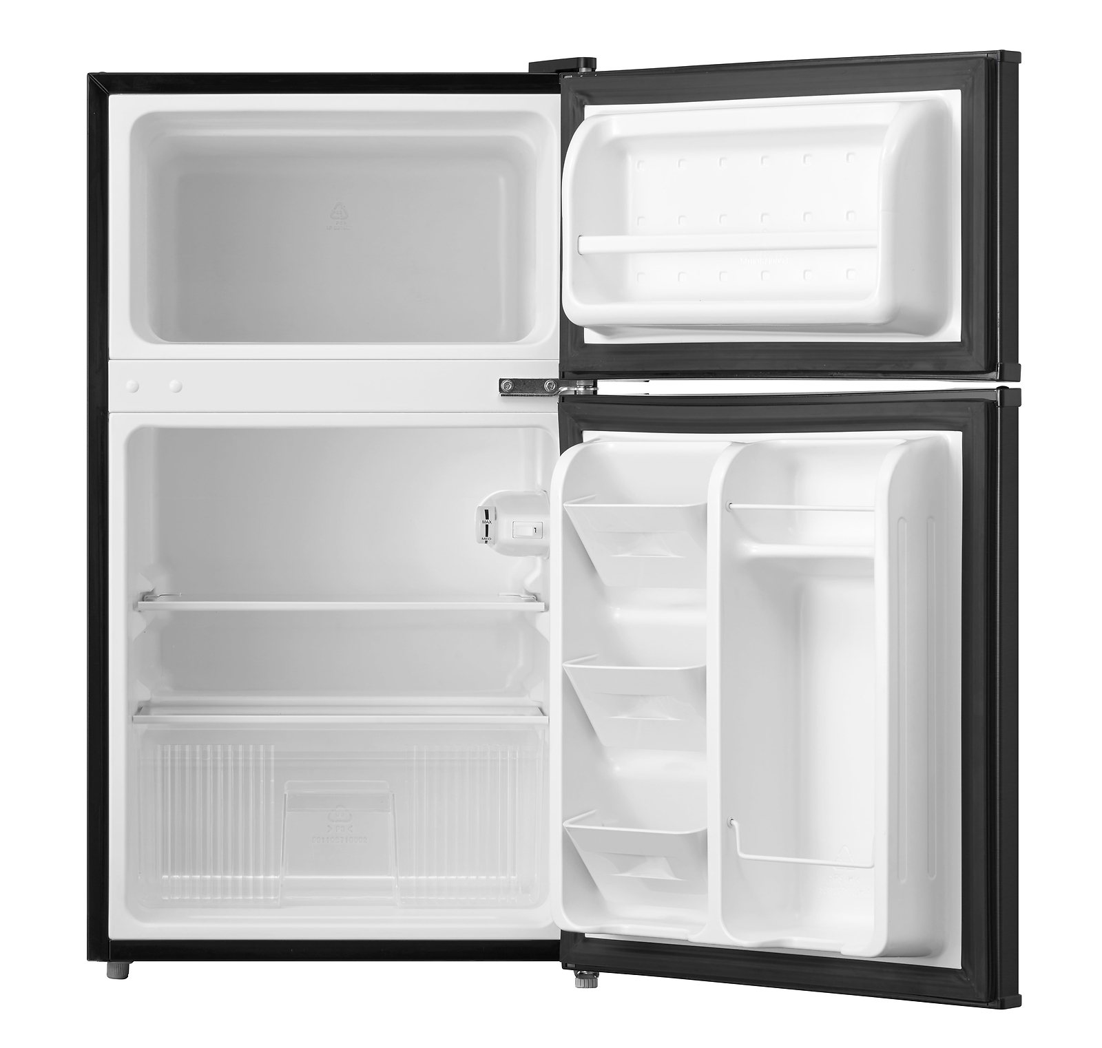 Black Mini Fridge with Freezer Reversible Two Door 3.2 Cu ft E-Star