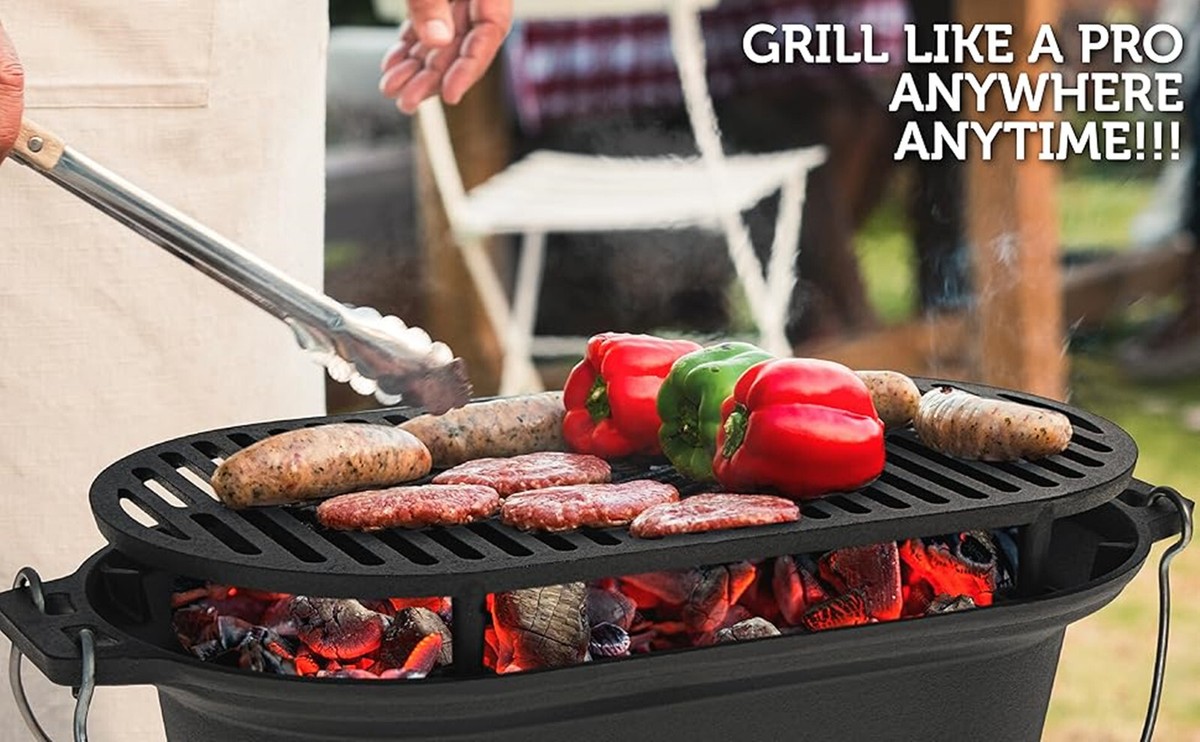 Cast Iron Portable Hibachi Grill Outdoor Japanese Tabletop Skillet