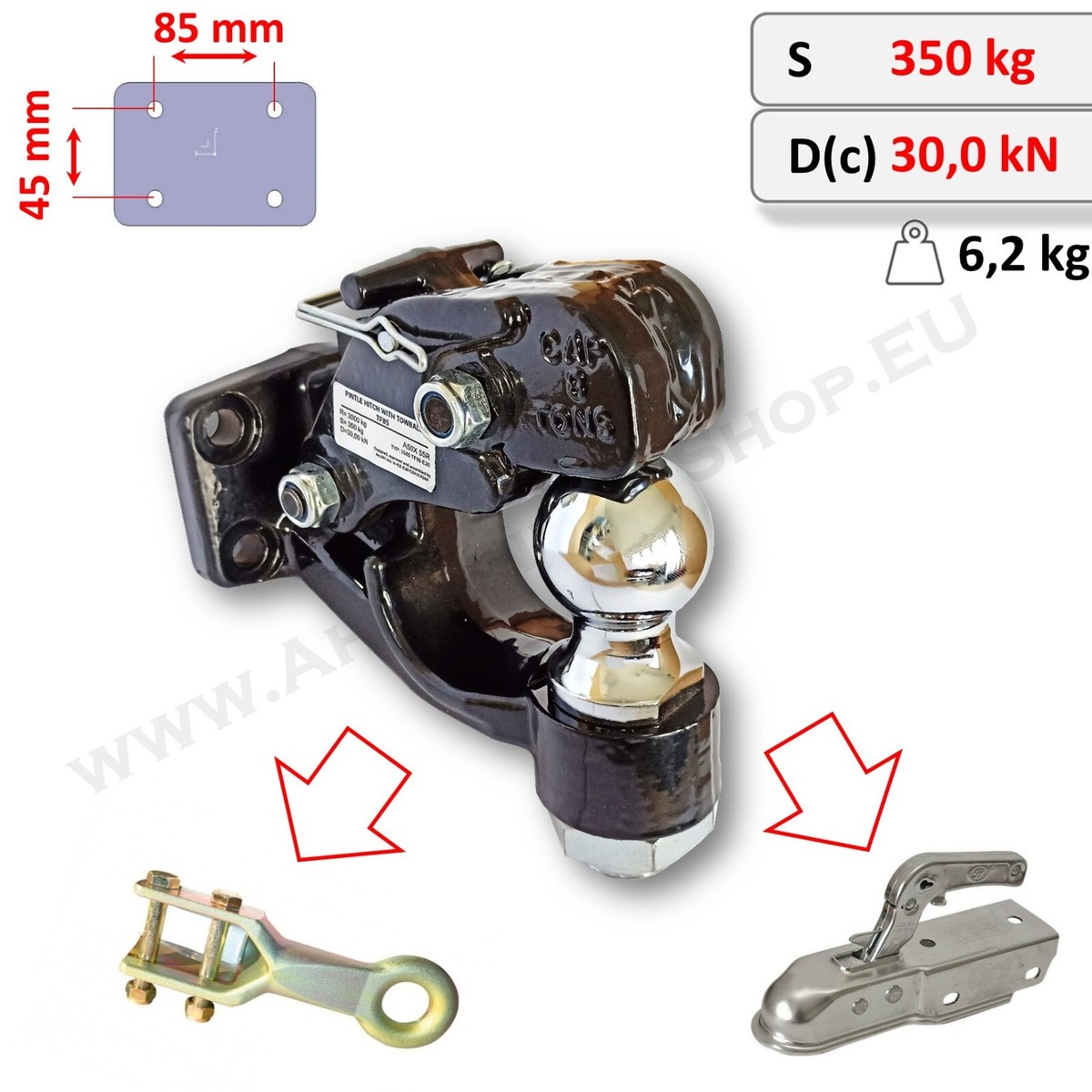 Sfera Di Traino 50 Mm Per Trattore - Portata 3,5 Tonnellate
