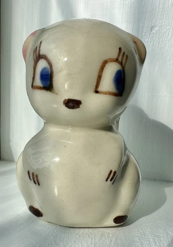 Vintage 1930s Shawnee Pottery Animal Miniatures Squirrel Figurine White Glossy