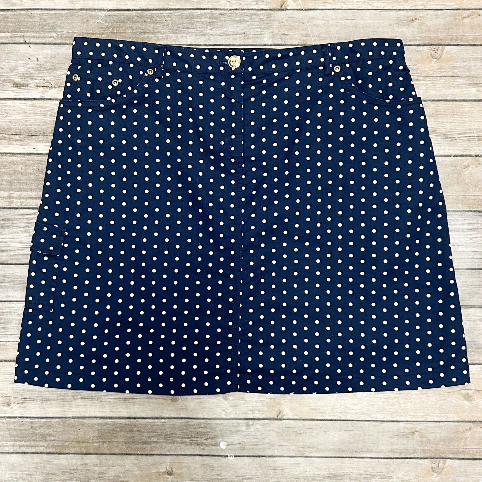 Hearts Of Palm Navy Blue White Polka Dot Skort Gold T… Gem