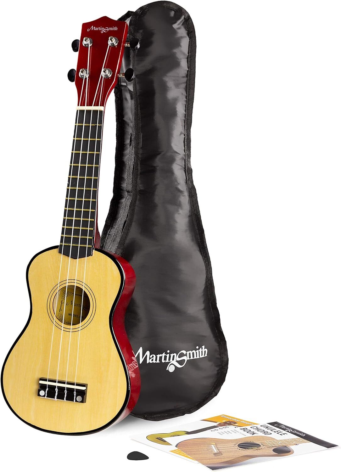 Martin Smith UK-212-A Ukulele soprano con custodia per ukulele e taccuino, natur