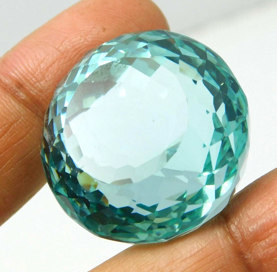 57.80 Ct Large Ocean Green Aquamarine Round Cut Loose Gemstone Gift for Birthday - Image 3 of 4
