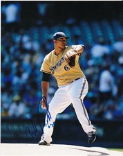 WILY PERALTA   MILWAUKEE BREWERS   ACTION SIGNED 8x10