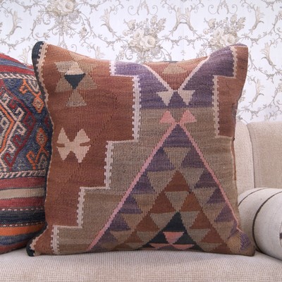Eastern Large Kilim Cushion 24x24 Eclectic Interior Decor Throw