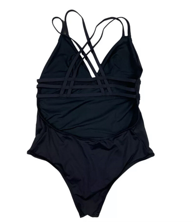 メンズウェア vitamin $192 Vitamin A Black Cutout Strappy V-Neck One Piece Swimsuit SM