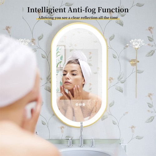Gold Frame Oval LED Bathroom Mirror Anti-fog Dimmable UL Listed Energy-efficient - Picture 14 of 33