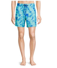 George Men's Novelty Print 6" Swim Trunks with Stretch Color:Teal Cream size m