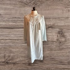 Miss Elaine Vintage Night Flannel lined Dress S NWT Babydoll Blue Cottagecore