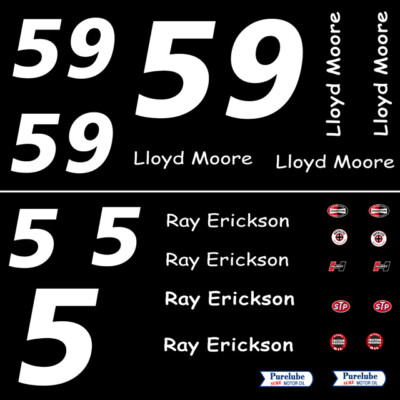 #59 Lloyd Moore #5 Ray Erickson 1951 Ford 1/24th Scale Waterslide Nascar Decals