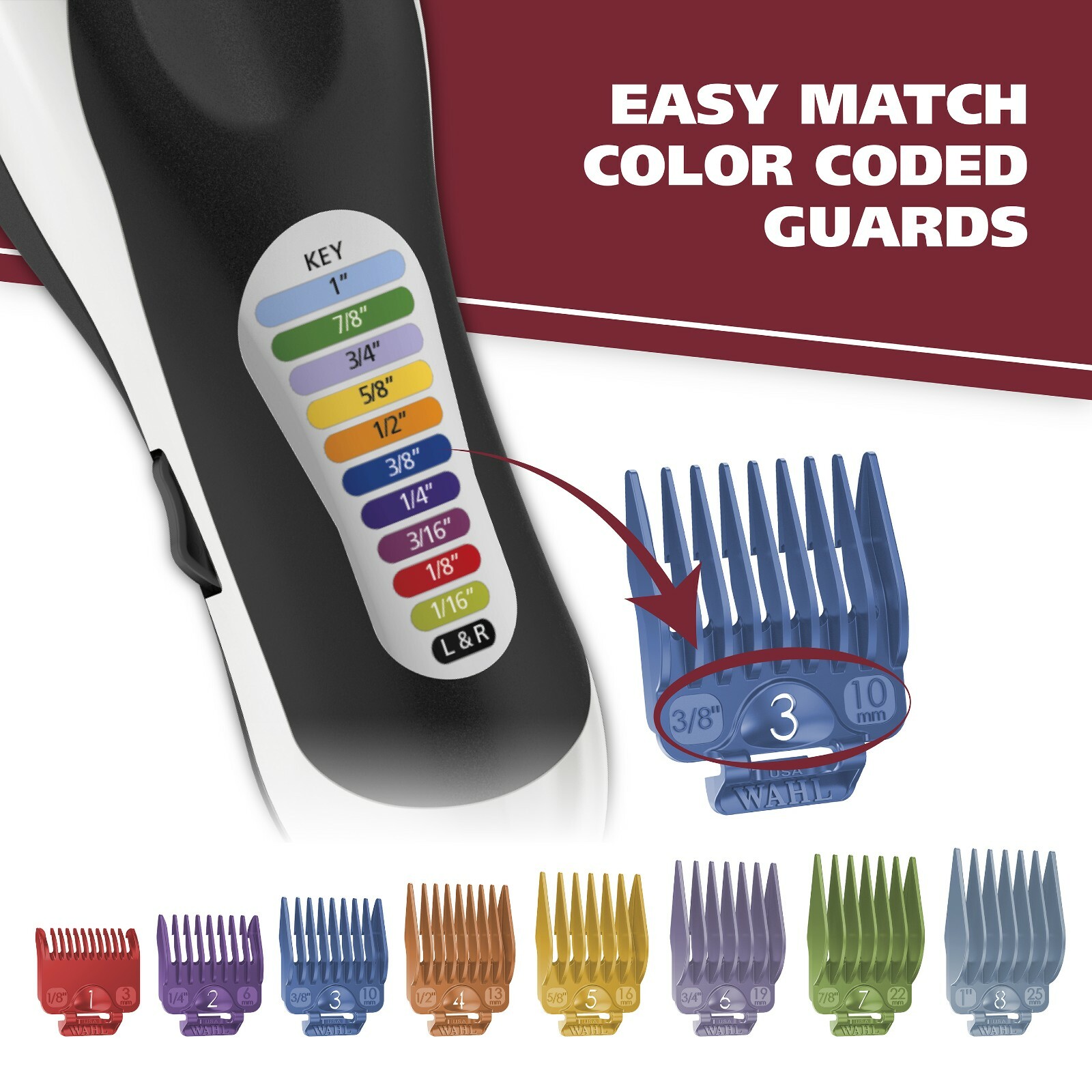 WAHL Professional CLIPPERS Men Trimmer Hair Cutting Kit Tool Machine Color Pro