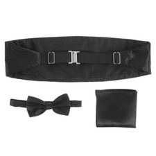 3Pcs Suit Accessories Adjustable Handkerchief Cummerbund Banquet Party