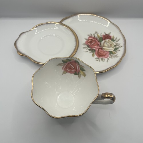 Vintage Tennis Tea Cup Saucer/Snack Plate Rose Design Ruffled Cup Lady Silvia - Picture 4 of 8