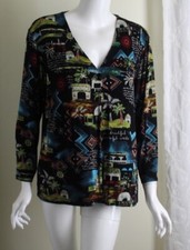 Chico's Travelers Sz 2 L Beautiful Wonderful World Travelers Knit Jacket
