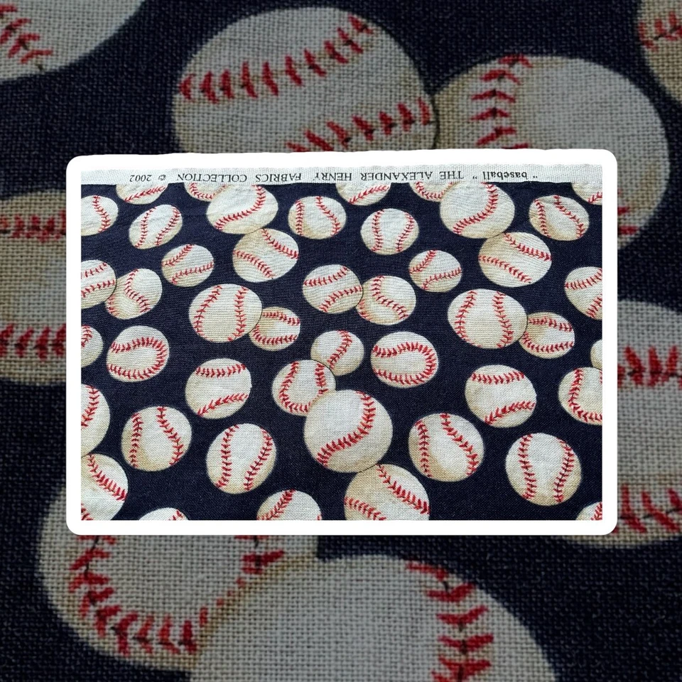 The Alexander Henry Collection 2002 Baseball Fabric Remnant 44 x 30 Navy White - Image 4 of 4
