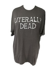 MIGHTY FINE T-Shirts Women 2X Cotton Short Sleeve "LITERALLY DEAD"  Grey