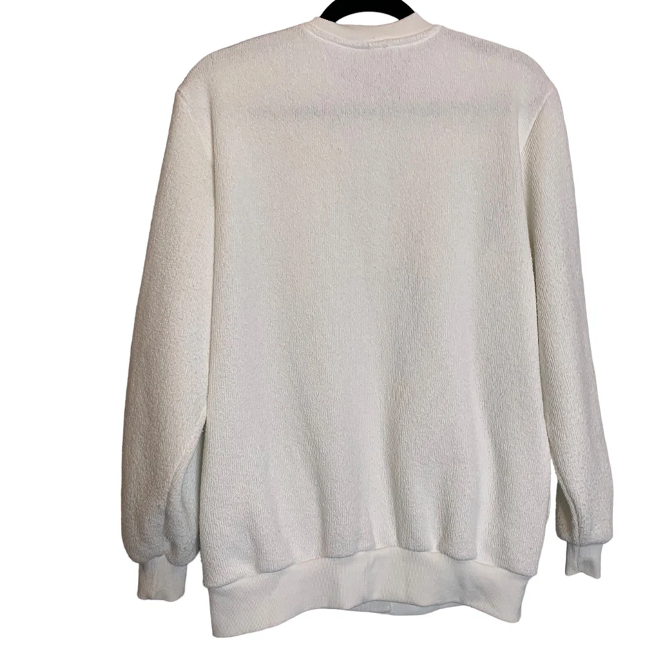 Свитер женский BonWorth маленький белый вышитый искусственный жемчуг на пуговицах винтажный - Изображение 4 из 4