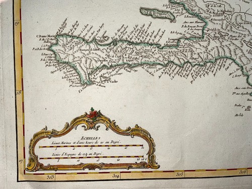SAINT DOMINGUE MARTINIQUE c. 1750 ROBERT DE VAUGONDY LARGE ANTIQUE MAP - Picture 9 of 10