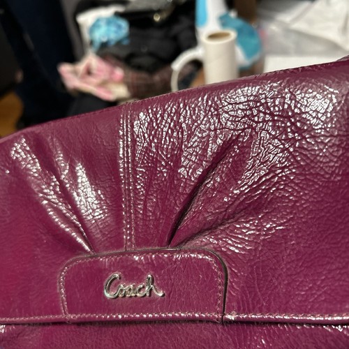 Coach Red Dark Plum Shiny Clutch Wallet - Mamiee - Picture 10 of 24