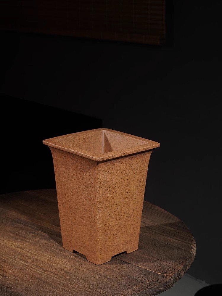 Chinese Natural Zisha Fengshui Flower Pot, 9.8