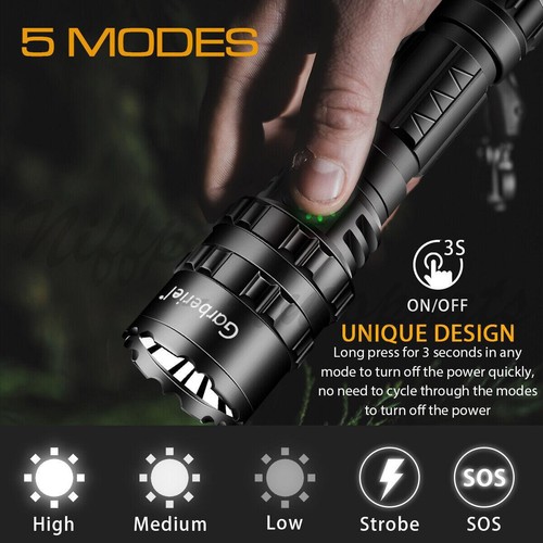 2Pack Super-Bright Flashlight LED Tactical Torch LED Rechargeble Battery - Picture 2 of 12