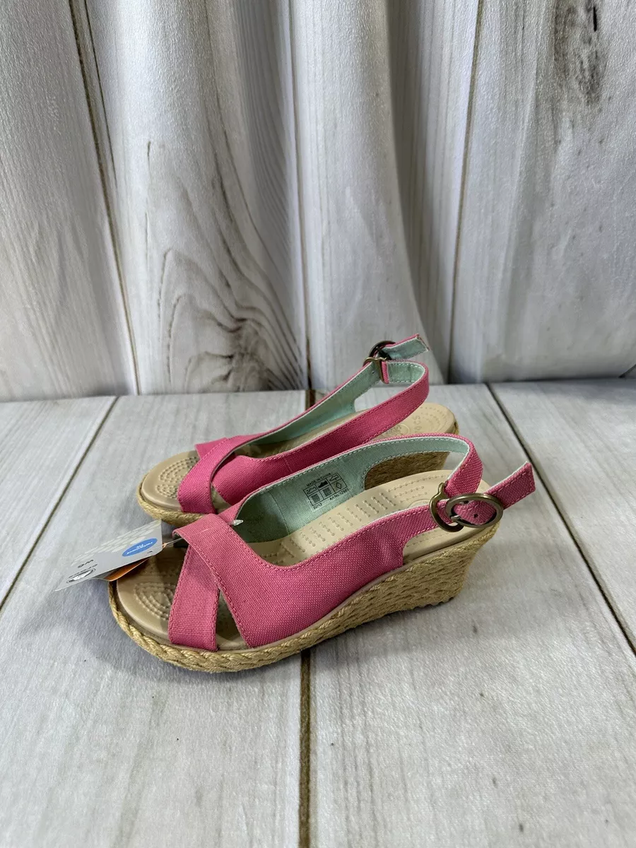 Huddle Klasseværelse kollision CROCS WOMENS A-LEIGH LINEN ESPADRILLE WEDGE SANDAL SHOES 6 HOT PINK  SLINGBACK | eBay