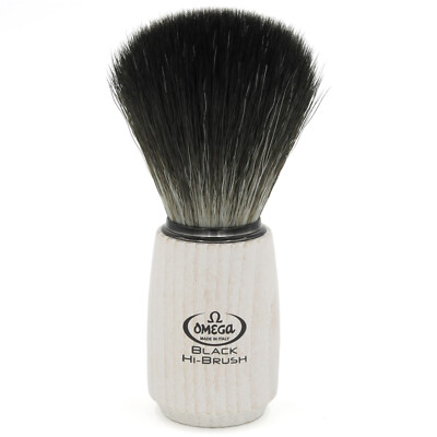 OMEGA 0196711 Pinsel Zum Bart Hi Brush Schwarz (Synthetisch) Griff Esche Weiß