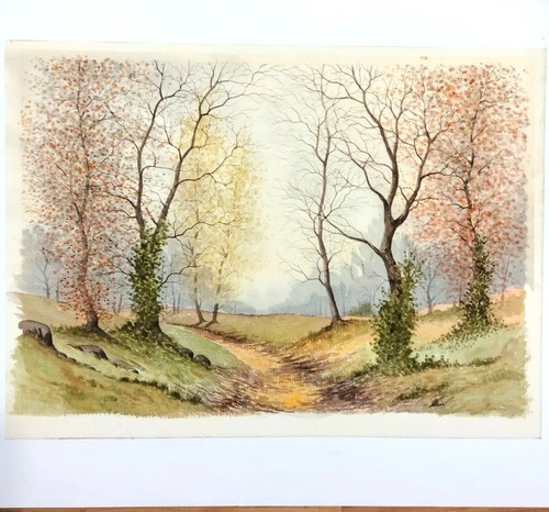 Landschaft im Herbst Aquarell signiert Serge Montaudon geboren 1933 38 x 52 cm - Bild 4 von 11