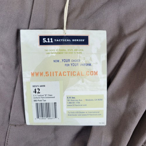 511 Tactical Pants Men 42 Tan Cargo Elastic Waist Unhemmed Class B Uniform 42x36 - Picture 8 of 13