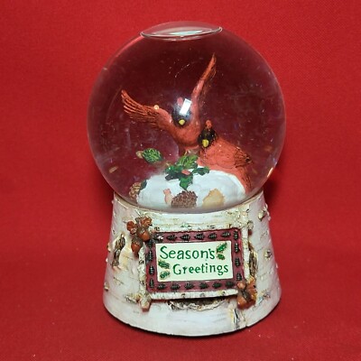 Seasons Greetings Cardinal Musical Glass Snow Globe