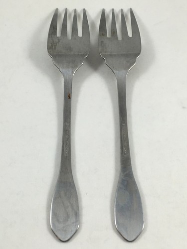 2 Rogers Kenwood Japan Stainless Steel Monogram "S" Floral Salad Forks 6 1/4" - Picture 4 of 5