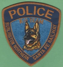 BURLINGTON NORTHERN-SANTA FE RAILWAY POLICE K-9 TEAM PATCH