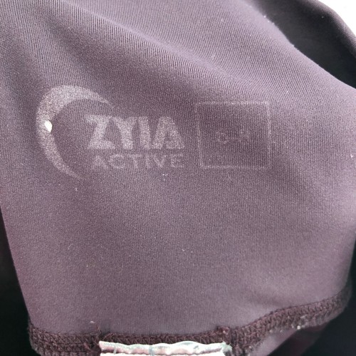 Zyia Active Leggings Women 6 8 Purple Wine Brilliant Hi Rise Capri Pocket Gym - Picture 9 of 11